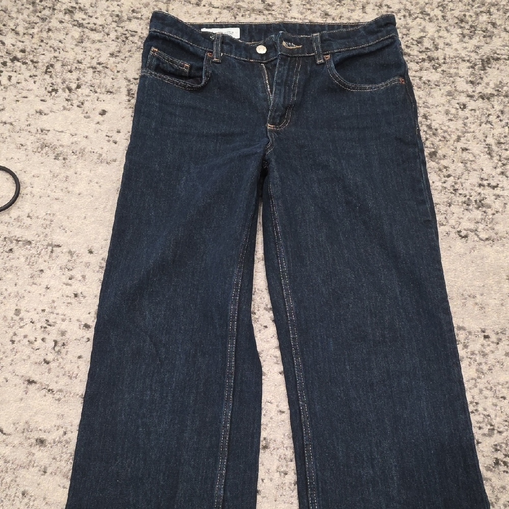 Zara Navy Wide-Leg Jeans